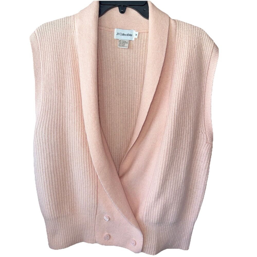 Vintage JH Collectibles Pink Angora Lambswool Sweater Vest Top Medium